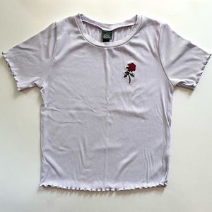 EUC Wild Fable Embroidered Rose Juniors Lavender Crop Top - Medium